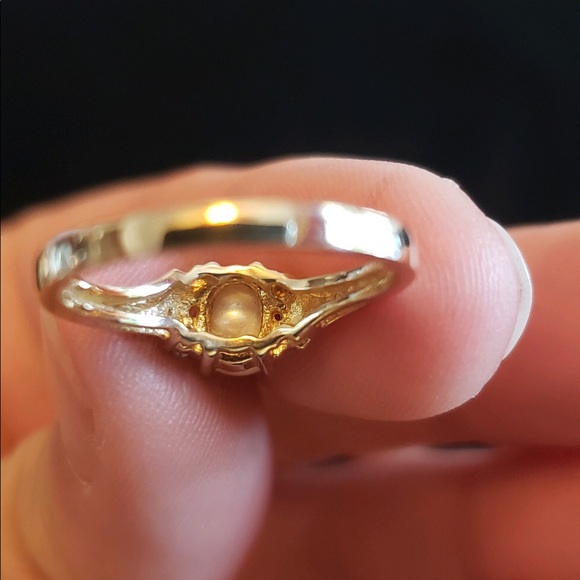 Natural Pearl and Diamond 10K gold ring size 6.25 - Picture 13 of 14